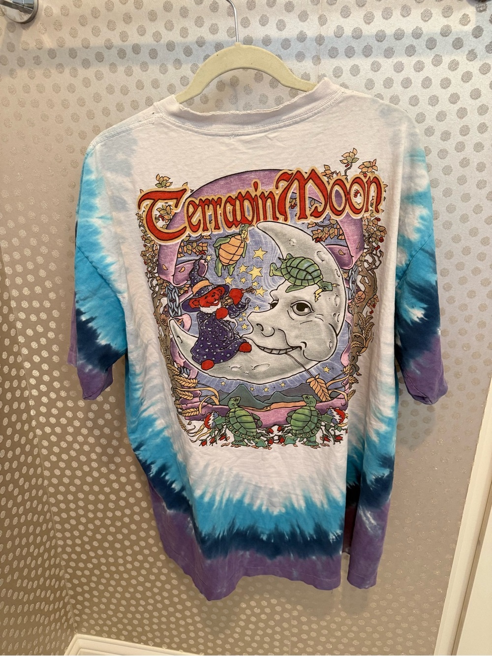 Vintage Liquid Blue Grateful Dead Terrapin Moon Tie Dye Graphic Tee Shirt XL - Picture 2 of 4